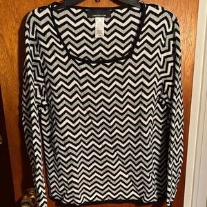 Jones New York Black and White Chevron Women's Top size XL